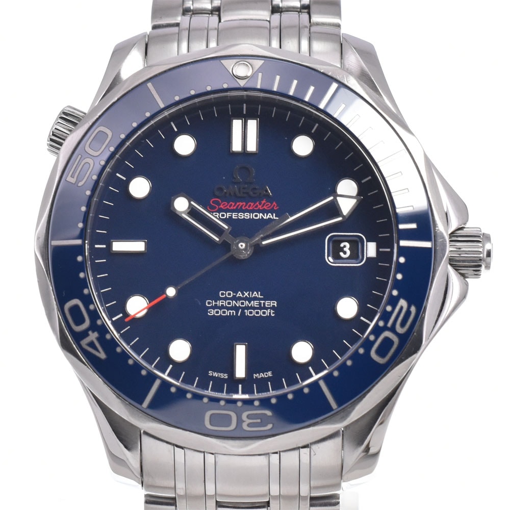 オメガ OMEGA 212.30.41.20.03.001 シーマスター ダイバー 300m デイト CO-AXIAL ブルー 自動巻き メンズ 良品 腕時計 A#149235
