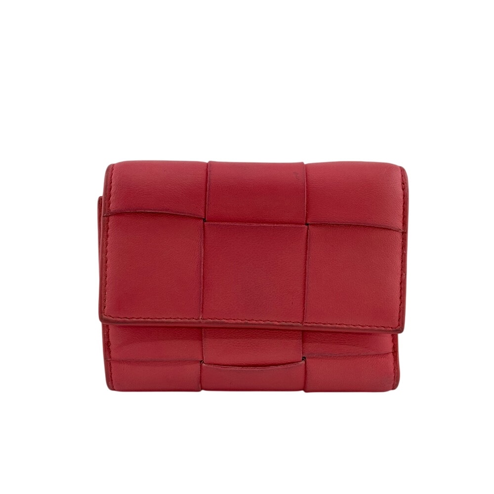 ボッテガヴェネタ BOTTEGAVENETA 三つ折り財布 マキシイントレチャート カセット ウォレット コンパクトウォレット ピンク