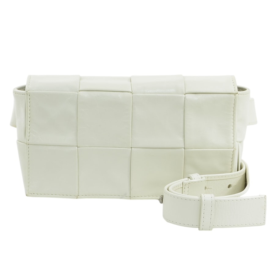 ボッテガヴェネタ BOTTEGAVENETA ウエストバッグ ボディバッグ カセット レザー ホワイト ユニセックス【中古】 r11471i