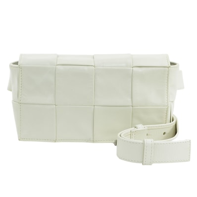 ボッテガヴェネタ BOTTEGAVENETA ウエストバッグ ボディバッグ カセット レザー ホワイト ユニセックス【中古】 r11471i