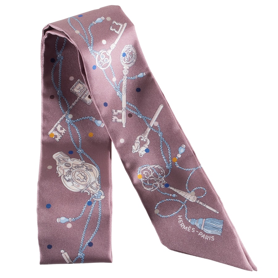 HERMES エルメス ツイリー Les Cles a Pois レ・クレ・ア・ポア 063871S 01 2022SS スカーフ シルク ブラウン マルチカラー【中古】