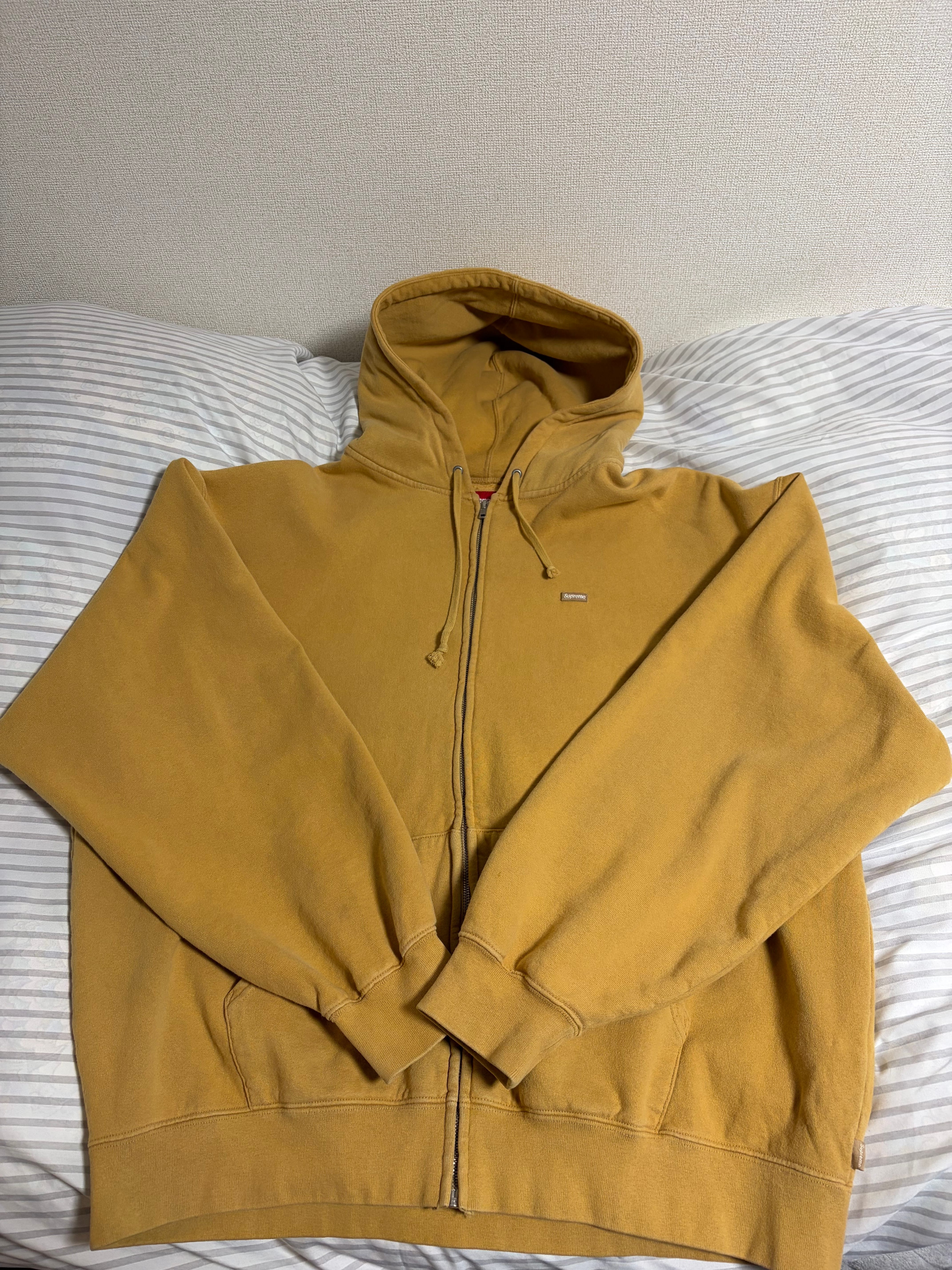 Supreme Overdyed Small Box Zip Up Hooded Sweatshirt "Sand"