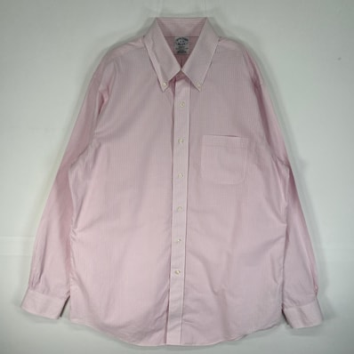 古着 ブルックスブラザーズ Brooks Brothers 長袖シャツ ボタンダウン 胸ポケ L ピンク系 チェック メンズ
