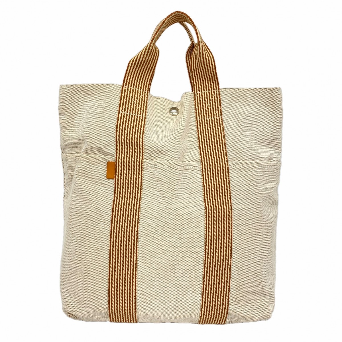 【6fa1023-k】エルメス トートバッグ ニューフールトゥカバス キャンバス ベージュ シルバー金具【中古】メンズ レディース ユニセックス