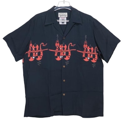 WACKO MARIA ワコマリア x WOLF'S HEAD ウルフズヘッド S/S HAWAIIAN SHIRT ショートスリーブ ハワイアン シャツ ブラック アロハシャツ スネーク 蛇 半袖 サイズM