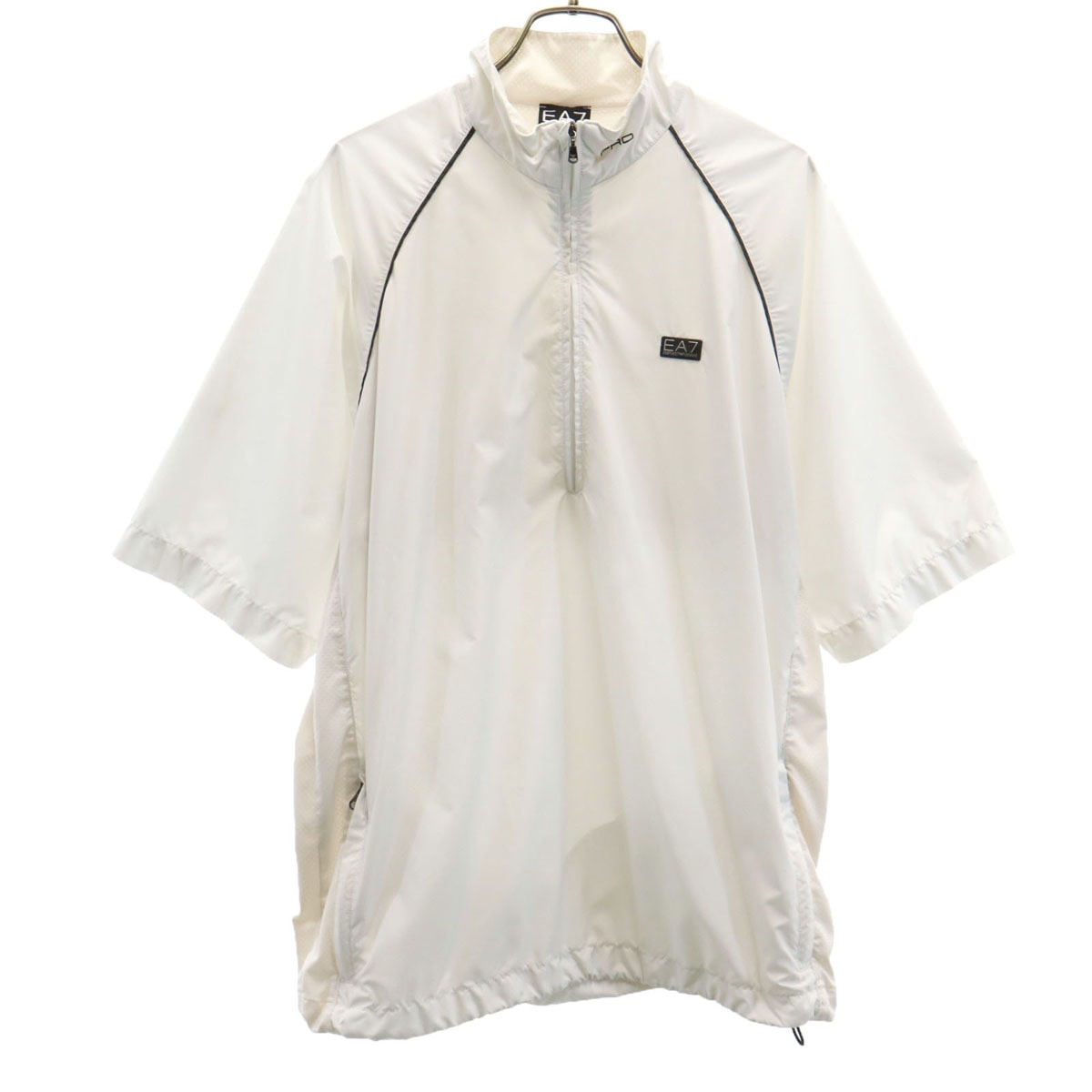 Emporio Armani エンポリオアルマーニ 5分袖 ハーフジップ ジャケット M ホワイト メッシュ