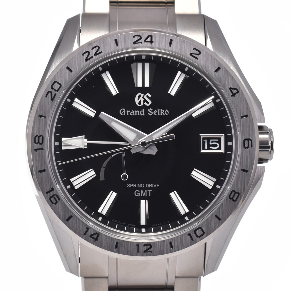 セイコー SEIKO 9R66-0BJ0/SBGE283 グランドセイコー GMT ブラック スプリングドライブ メンズ 極美品 腕時計 P#149071