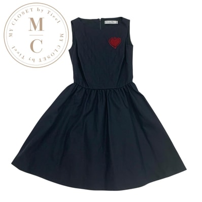 クリスチャンディオール CHRISTIAN DIOR ワンピース コットン ネイビー レッド キルティング ハート