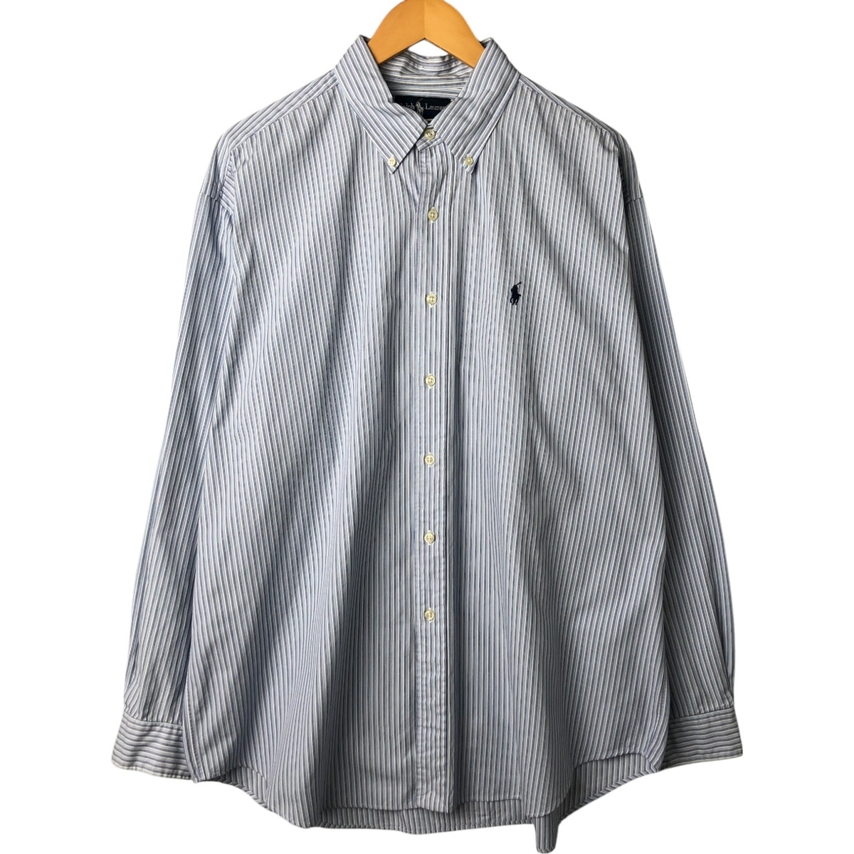 古着 ラルフローレン Ralph Lauren BLAKE マルチストライプ 長袖 ボタンダウンストライプシャツ メンズXL相当/eaa560819