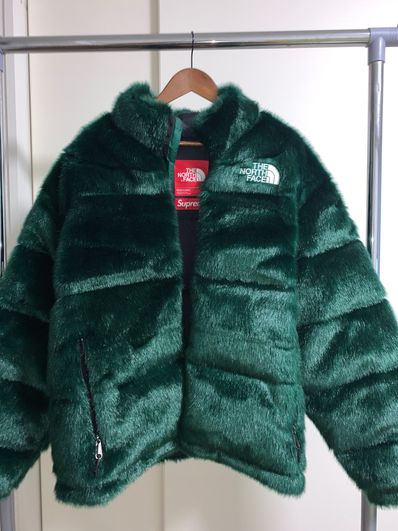 Supreme x The North Face Faux Fur Nuptse Jacket "Green"