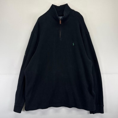 古着 ポロバイラルフローレン Polo by Ralph Lauren スウェット ニット ハーフジップ ワンポイント トレーナー 2XL ブラック系 メンズ