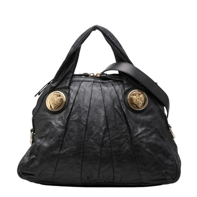 グッチ ヒステリア ハンドバッグ ショルダーバッグ 2WAY 197019 ブラック ゴールド レザー レディース GUCCI 中古