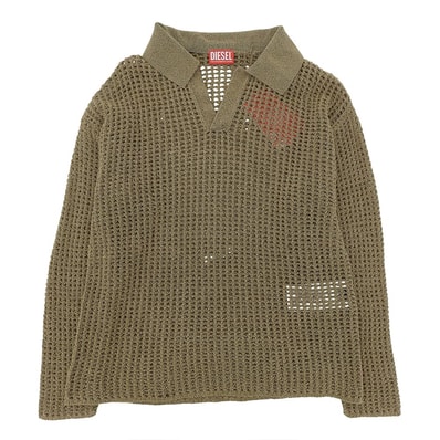 ディーゼル 美品 メッシュニットプルオーバー トップス メンズ ブラウン L JP-K-SQUARED L