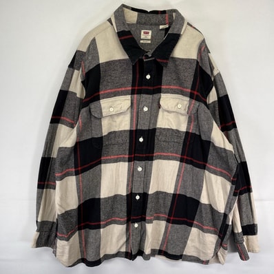 古着 リーバイス Levi's 長袖シャツ 胸ポケット ネルシャツ 大きいサイズ 2XL グレー系 チェック メンズ