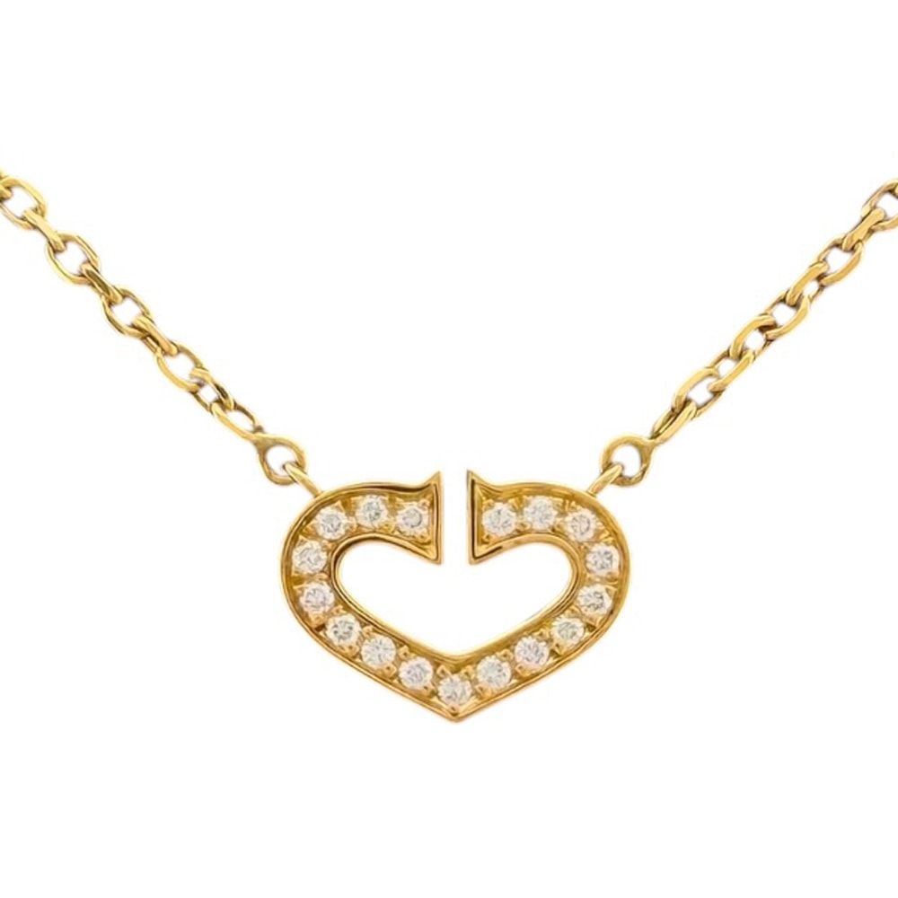 カルティエ Cハート ネックレス 18金 K18イエローゴールド ダイヤモンド レディース CARTIER  中古
