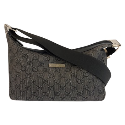 美品 GUCCI グッチ ブラック 黒 シルバー金具 GGキャンバス ショルダーバッグ ポシェット 603254 【中古】