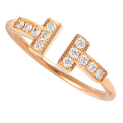 TIFFANY&Co. ティファニー ティファニーT ダイヤモンド ワイヤー リング 指輪 11号 K18RG ダイヤモンド ピンク ゴールド【中古】