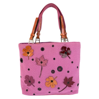 PRADA プラダ ピンク シルバー金具 ウール スウェード/ トートバッグ ハンドバッグ 602179 【中古】