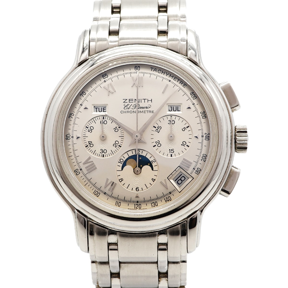 ★SALE【6wgd0290】ゼニス クロノマスター エルプリメロ ムーンフェイズ 02.0240.410 シルバー文字盤【中古】腕時計 メンズ