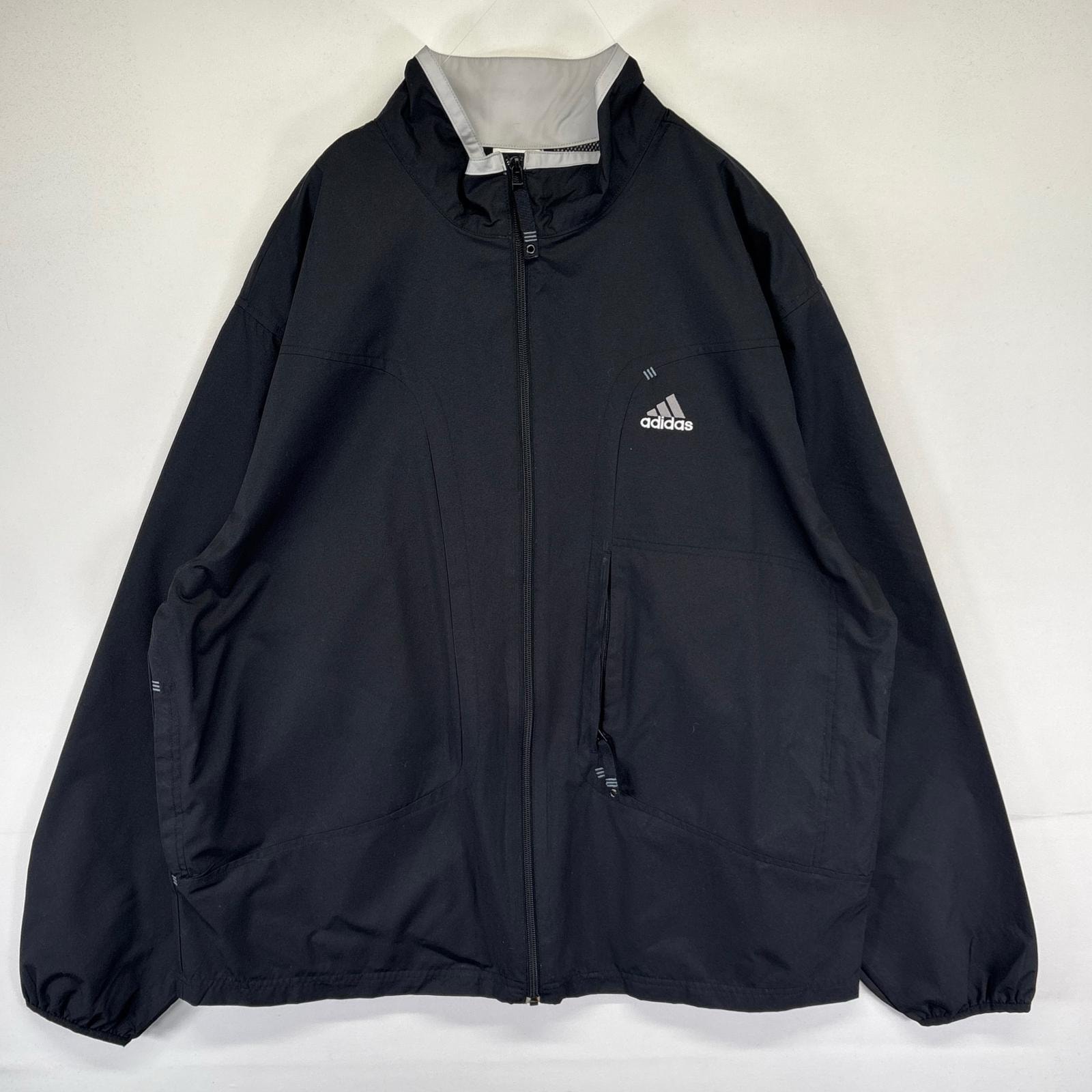 古着 アディダス adidas ジャケット ナイロン フルジップ ワンポイント刺繍ロゴ パフォーマンスロゴ L  ブラック系 メンズ