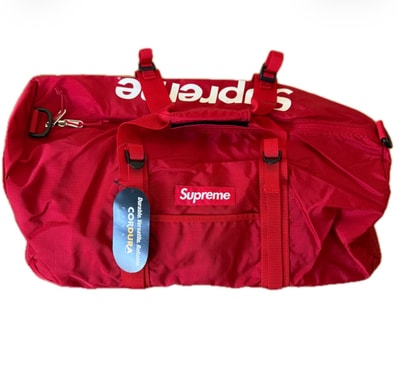 supreme duffle bag red
