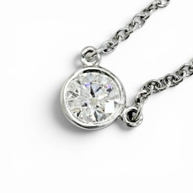 美品 ティファニー ネックレス バイザヤード PT950 1Pダイヤ 0.18ct