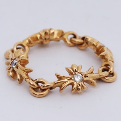 Chrome Hearts 22K Tiny E CH Plus Diamond Ring "Yellow Gold"