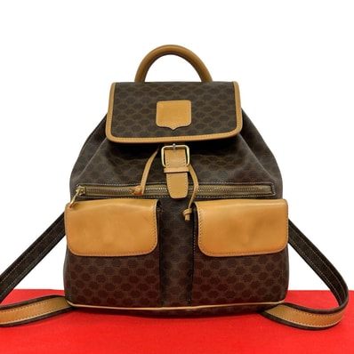 CELINE セリーヌ マカダム ブラゾン トリオンフ 柄 レザー PVC リュックサック ブラウン
69309
