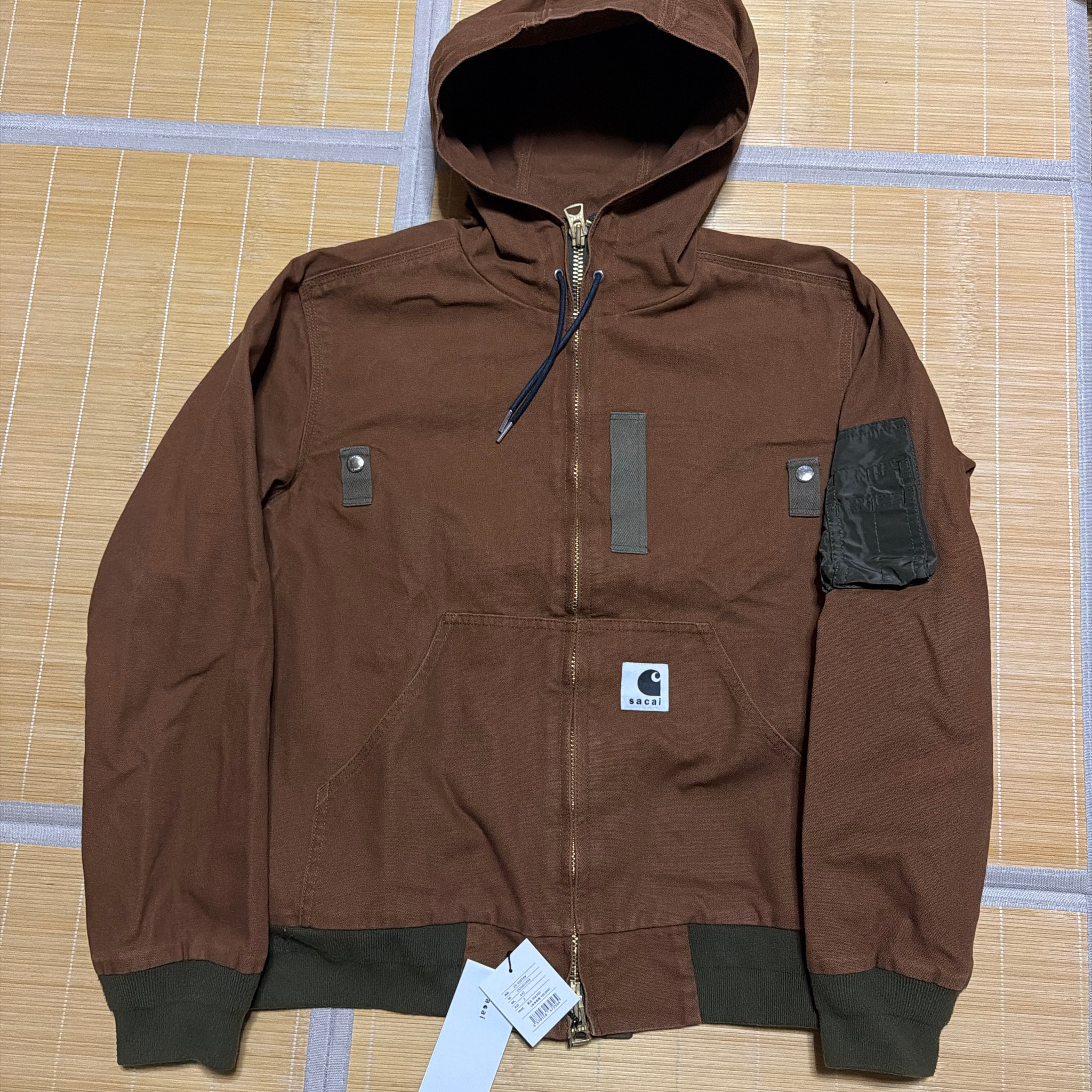 sacai x Carhartt WIP Washed Duck Hooded Blouson Mens "Dark Beige"