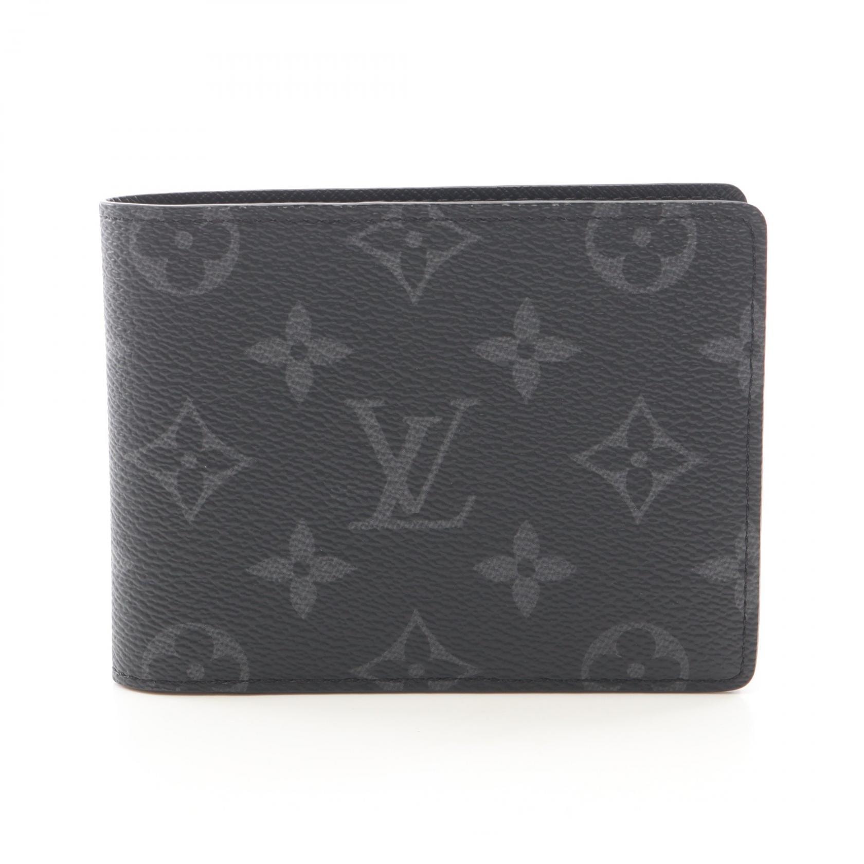 ルイ・ヴィトン LOUIS VUITTON ポルトフォイユ ミュルティプル モノグラム エクリプス 二つ折り財布 財布 レザー PVC メンズ ブラック系 M61695 【中古】