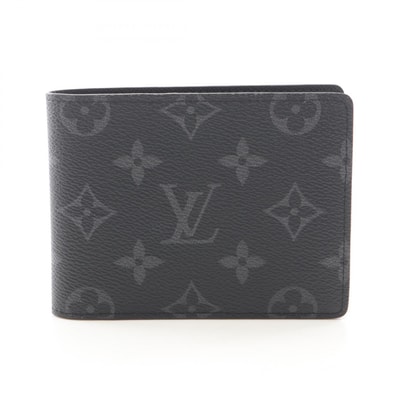 ルイ・ヴィトン LOUIS VUITTON ポルトフォイユ ミュルティプル モノグラム エクリプス 二つ折り財布 財布 レザー PVC メンズ ブラック系 M61695 【中古】