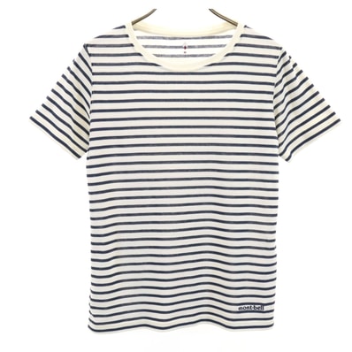 mont-bell モンベル ボーダー柄 半袖 WIC. Tシャツ M アイボリー アウトドア