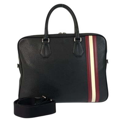 美品 BALLY バリー トレインスポッティング ブラック 黒 シルバー金具 レザー ビジネスバッグ ブリーフケース 506797 【中古】