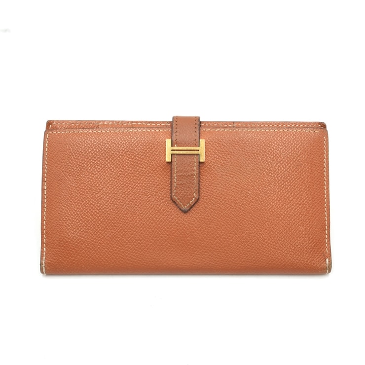 HERMES(エルメス)ベアンスフレ ヴィンテージ 長財布 ヴォーエプソン ゴールド ゴールド金具 □H刻印 レディース【中古】