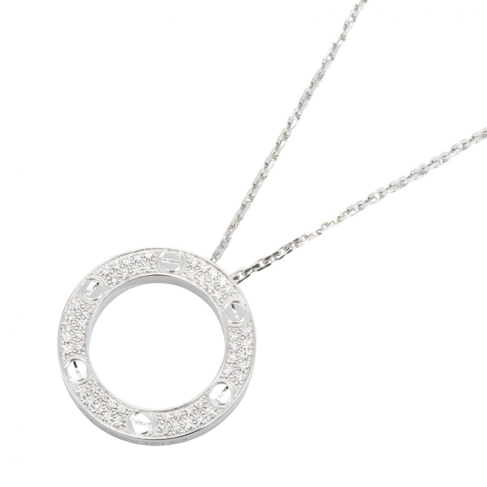 カルティエ CARTIER ラブサークル ダイヤ ネックレス ネックレス ジュエリー K18WG(ホワイトゴールド) ダイヤモンド レディース シルバー系 / クリア系 B7058000 【中古】