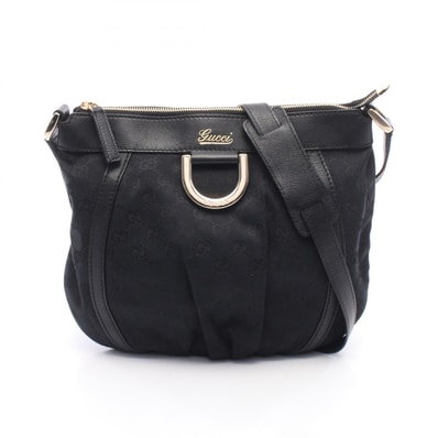 グッチ GUCCI アビー GGキャンバス ショルダーバッグ バッグ キャンバス レザー レディース ブラック系 【中古】