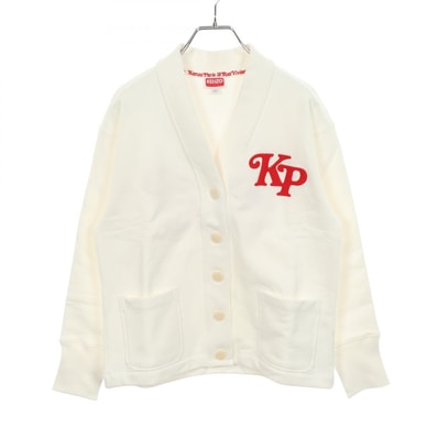 ケンゾー KENZO KENZO × VERDY ロゴ刺繍 スウェット カーディガン 衣料品 トップス コットン レディース ホワイト系 / レッド系 FE52SW1284ME 【中古】