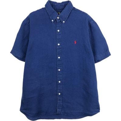 古着 ラルフローレン Ralph Lauren CLASSIC FIT RL UNTUCKED FIT 半袖 リネン ボタンダウンシャツ メンズL相当/eaa668156