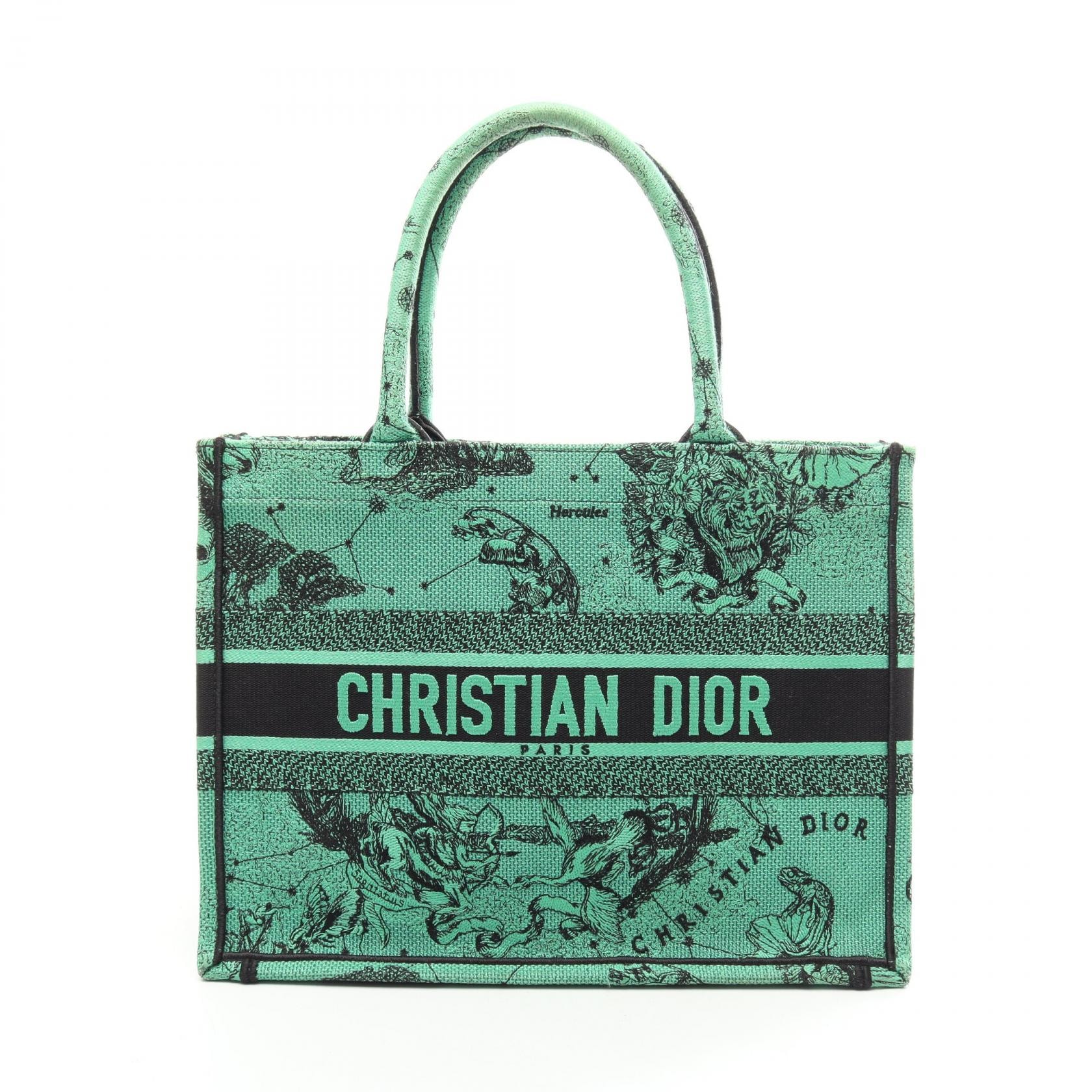 ディオール Dior BOOK TOTE ブックトート ミディアム トートバッグ バッグ キャンバス レディース グリーン系 / ブラック系 【中古】