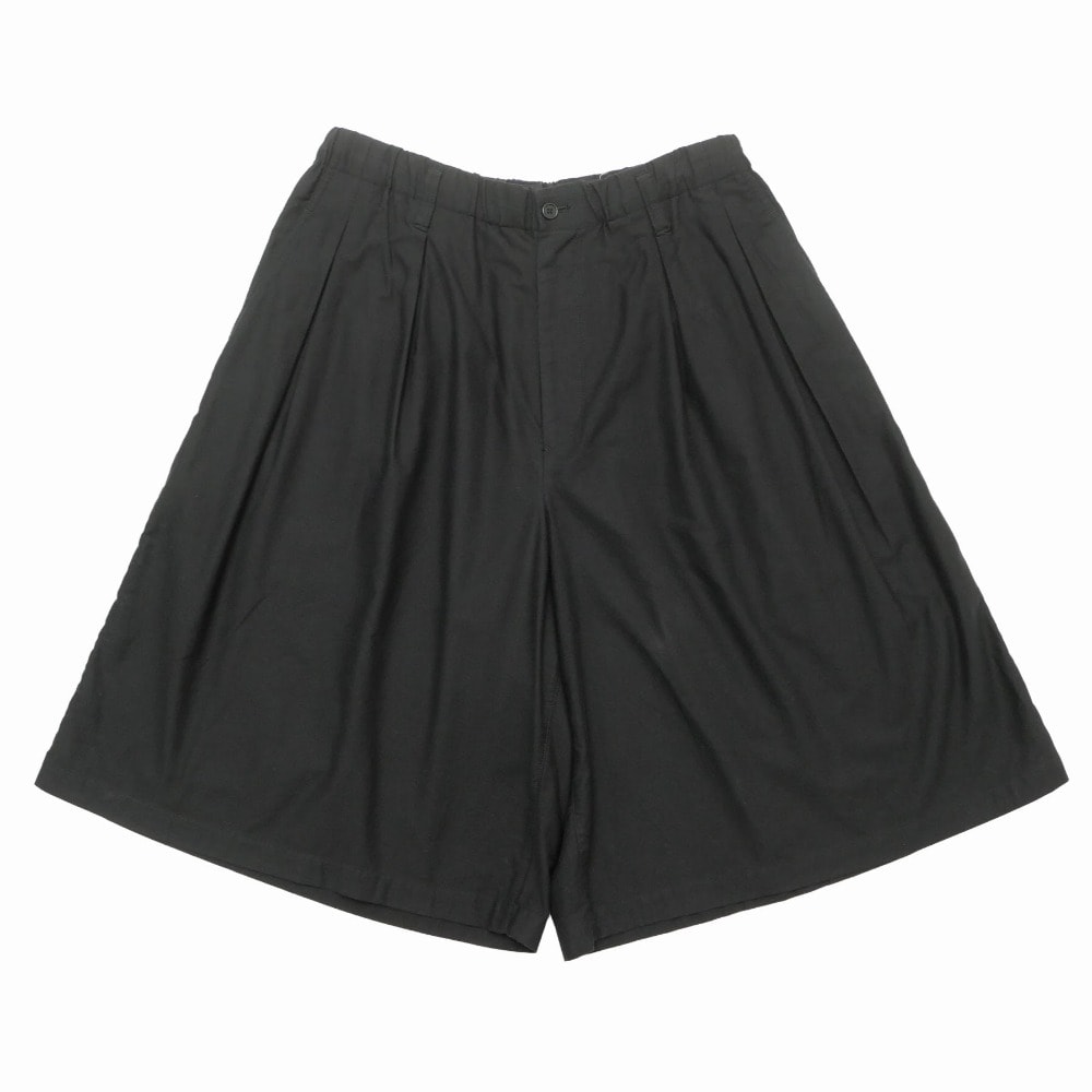 ■美品■Yohji Yamamoto ヨウジヤマモト Waist Elastin tuck Half Pants BLACK Scandal パンツ サイズ2 ハーフパンツ タック ワイド ブランド古着【中古】20261029/RB1411