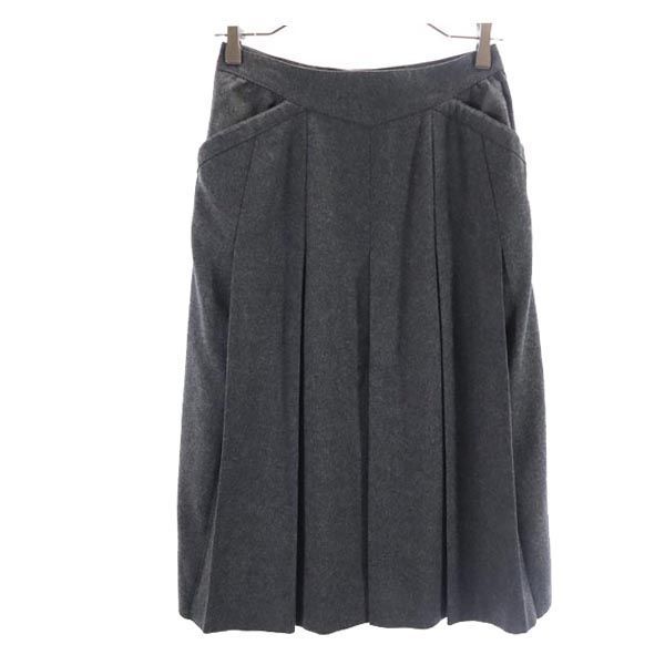 Christian Dior クリスチャンディオール ミディ丈 プリーツスカート L グレー系