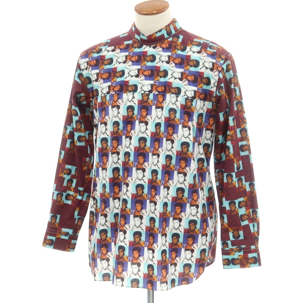 【中古】コムデギャルソンシャツ COMME des GARCONS SHIRT × Andy Warhol 2024年春夏 コットン カジュアルシャツ ワインレッド【サイズM】【メンズ】