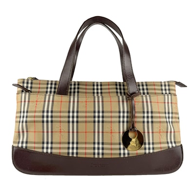 バーバリーズ Burberrys ハンドバッグ ナイロン/レザー ベージュ×ブラウン レディース【中古】 z8782