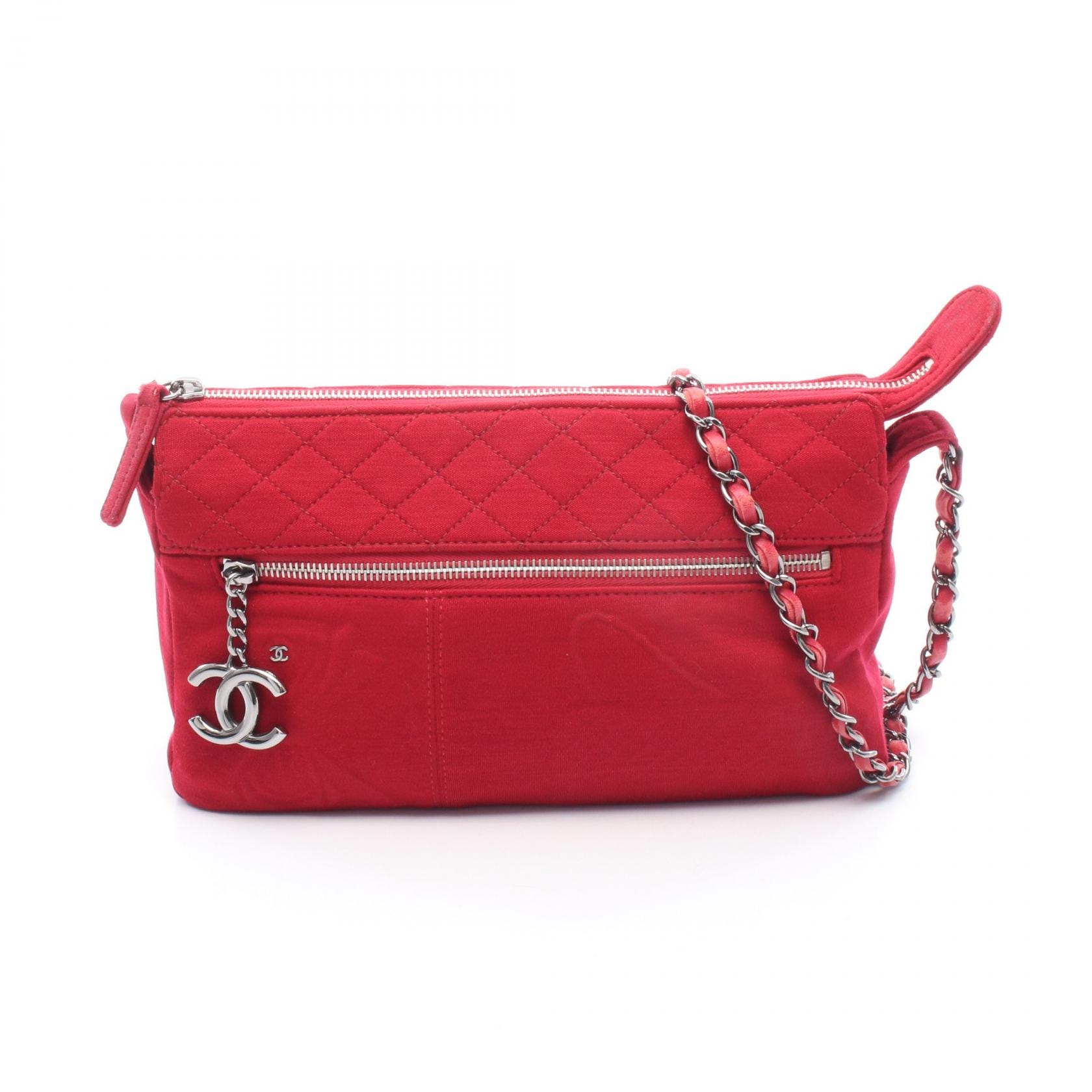 シャネル CHANEL マトラッセ ショルダーバッグ バッグ コットンジャージ レディース レッド系 【中古】