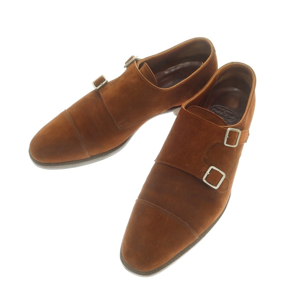 【中古】クロケットアンドジョーンズ CROCKETT&JONES REPTON スエード ダブルモンク ドレスシューズ ブラウン【サイズ8D】【メンズ】