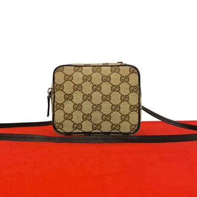 GUCCI グッチ GG ロゴ 柄 キャンバス レザー ショルダーバッグ ブラウン
14183