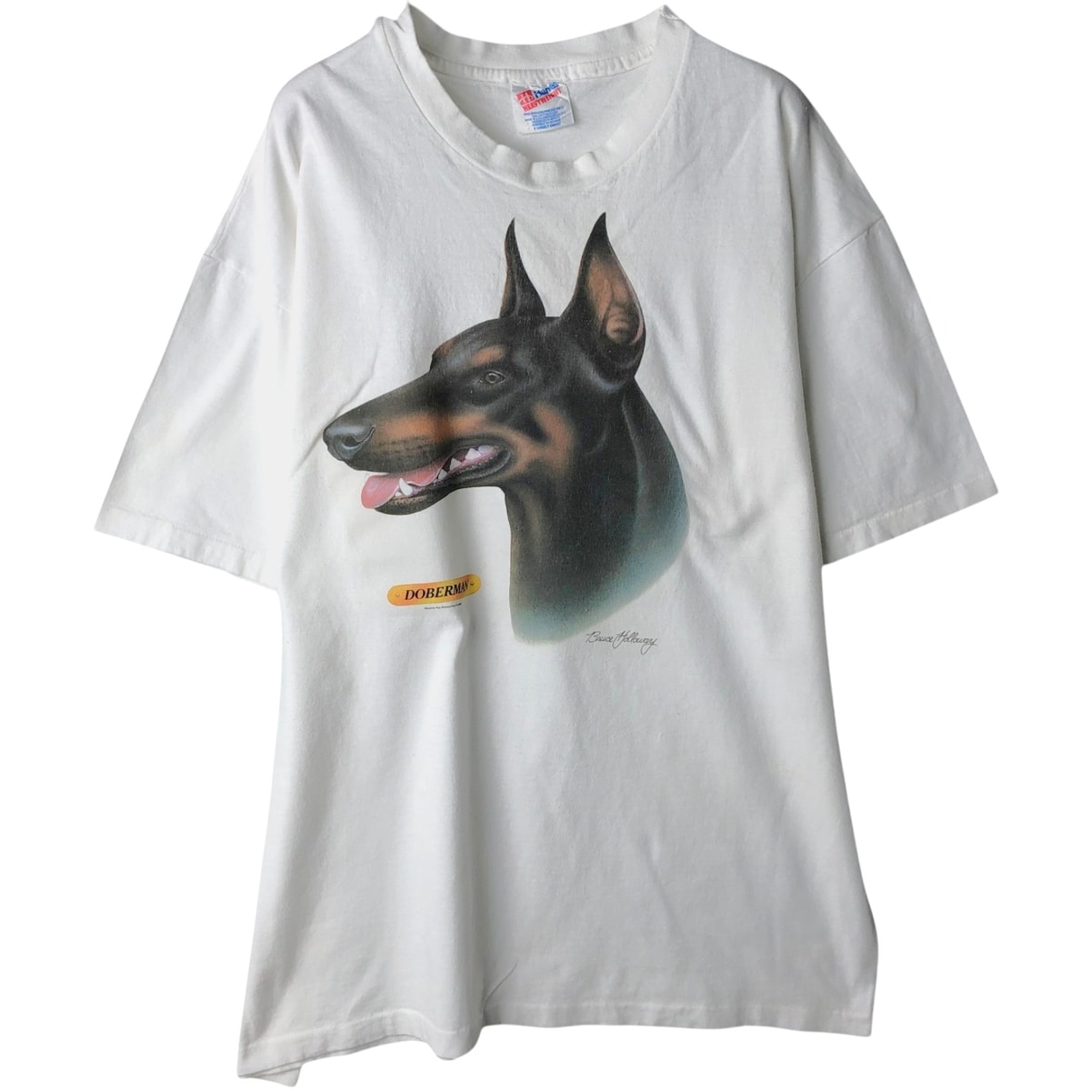 D (傷や汚れあり)】古着 90年代 ヘインズ Hanes HEAVYWEIGHT 犬柄 