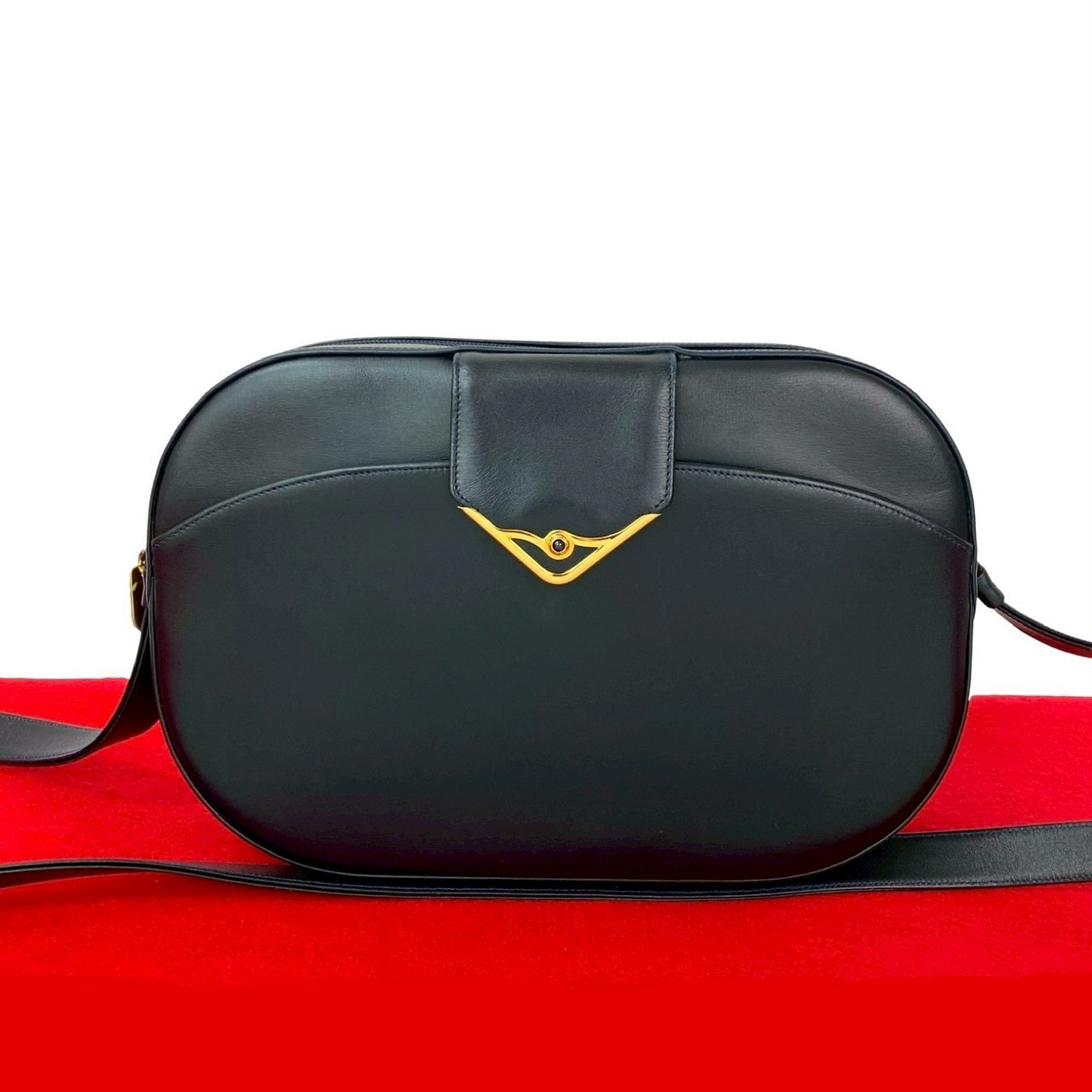 CARTIER カルティエ サファイアライン カーフ レザー ショルダーバッグ ネイビー
 96764