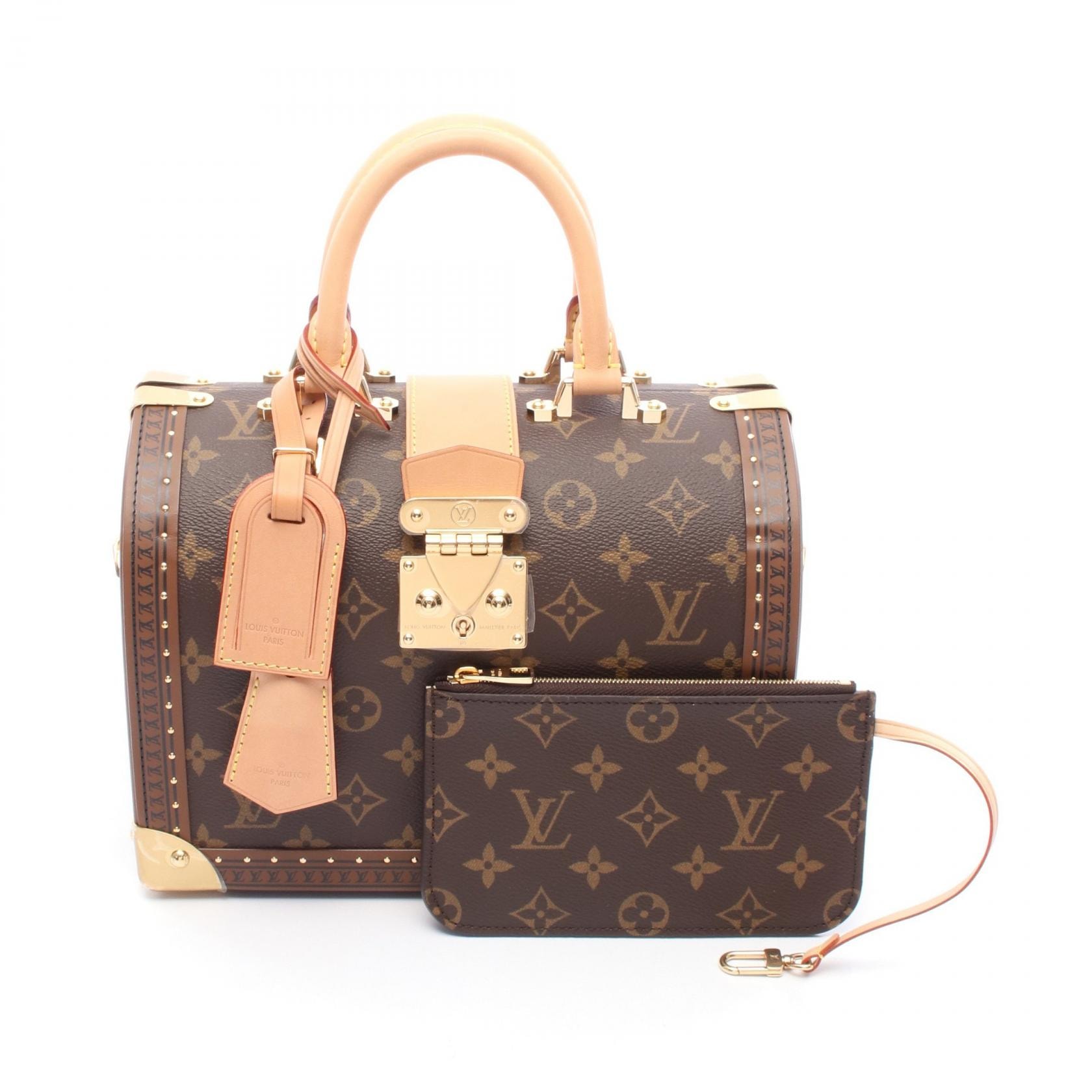 ルイ・ヴィトン LOUIS VUITTON スピーディ トランク ハンドバッグ バッグ PVCコーティングキャンバス レザー モノグラム レディース ブラウン系 M10287 【中古】