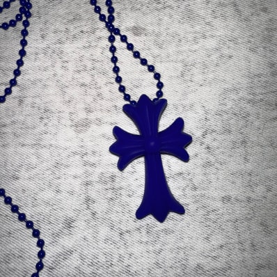 Chrome Hearts Rubber Small CH Cross Silicon Necklace "Blue"